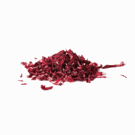 Dried organic hibiscus flowers for natural health teas, supporting a holistic wellness lifestyle.