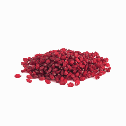 A pile of dried red barberries, representing our high-quality organic and conventional products for a wellness lifestyle.