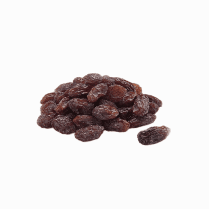 A pile of dark sun-dried raisins, showcasing high-quality organic and conventional products for a natural health and wellness lifestyle.