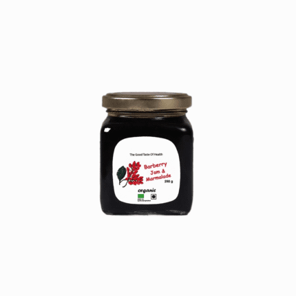 Jar of organic Barberry Jam & Marmalade, a natural wellness product for healthy nutrition.
