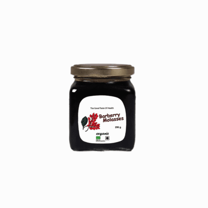 Organic barberry molasses in a 290g jar, a nutrient-dense superfood for a healthy wellness lifestyle.