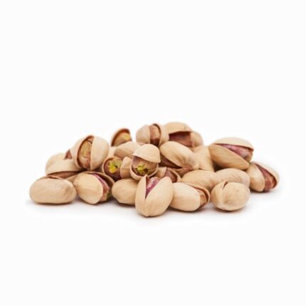Small round Fandoghi pistachios in shells, a high-quality product for a natural health and wellness lifestyle.