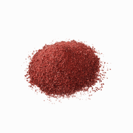 A pile of ground red sumac, part of our high-quality organic and conventional products for a natural health lifestyle.