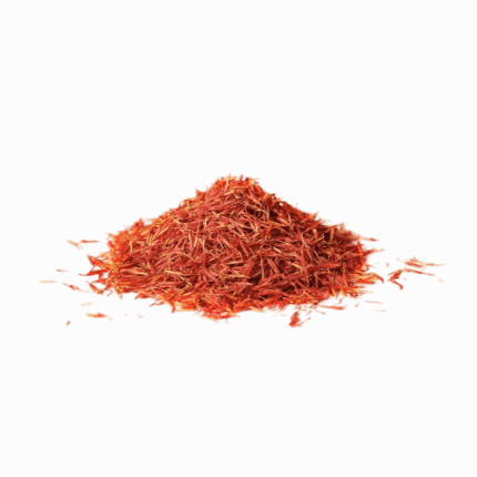 Vibrant dried safflower petals, a high-quality organic product for a wellness lifestyle and natural health.