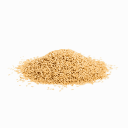 A heap of golden sesame seeds, representing high-quality organic and conventional products for a natural health and wellness lifestyle.
