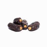 Four high-quality organic dates with wrinkled skin, a nutrient-dense snack for a natural health and wellness lifestyle.