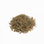 Pile of dried organic herbal tea leaves and medicinal herbs, perfect for a natural wellness lifestyle.